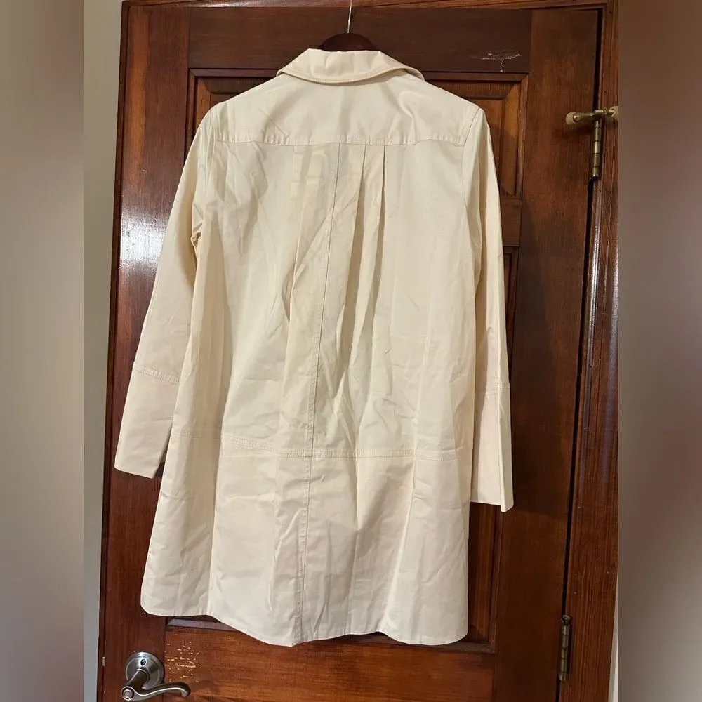 NWT Rebecca Taylor Heavy Cotton Shirt Dress in Cream Size Medium - Picture 7 of 7